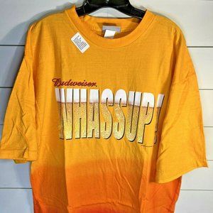 NEW VINTAGE Tie Dye Puffy letter BUDWEISER WHASSUP ! T-SHIRT SZ 2XL